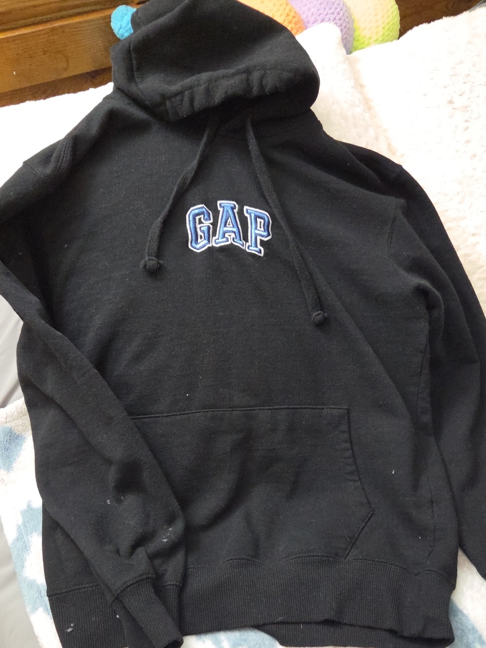 GAP Black Crewneck Hoodie with Blue Logo